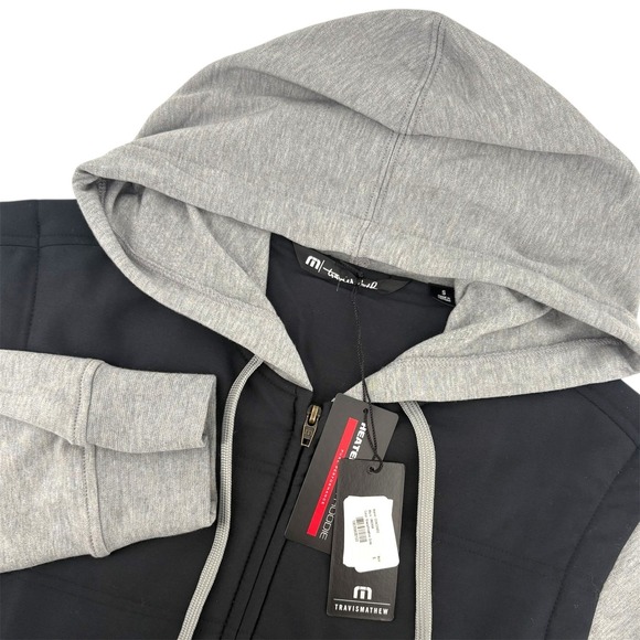 TravisMathew CONCORDE Vest Hoodie Black Heather Grey Mens Size S Style 1M724
